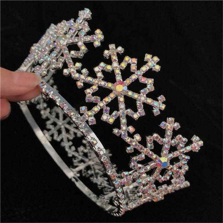 AB Stones Full Round Crowns Snowflake Circle Crown Rhinestone Custom Tiara