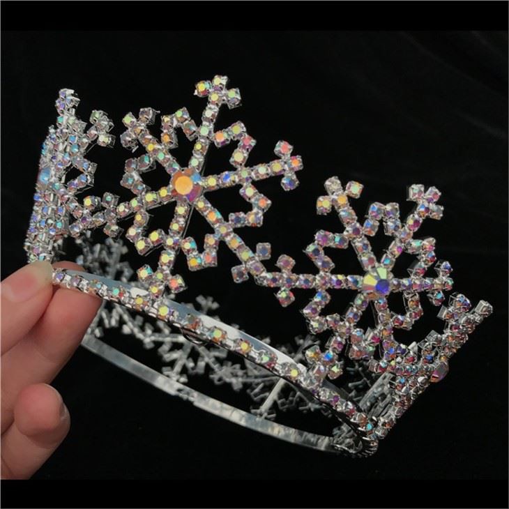 AB Stones Full Round Crowns Snowflake Circle Crown Rhinestone Custom Tiara
