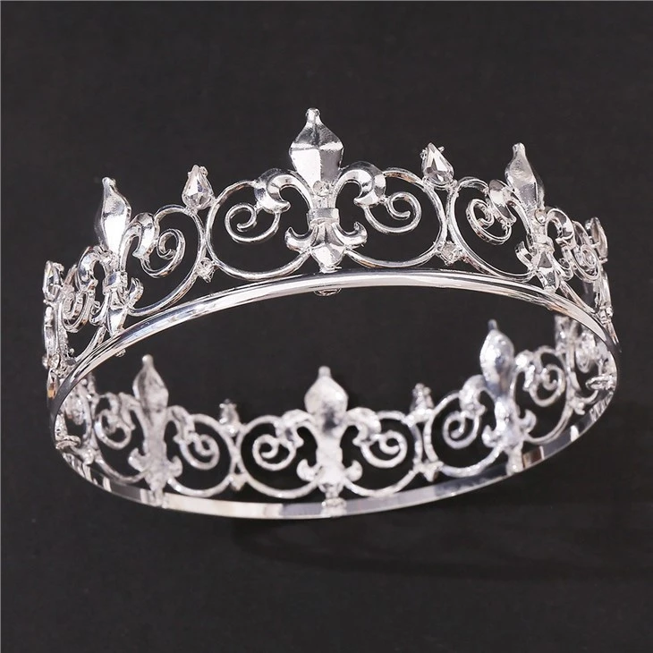 Top Quality Royal King Tiara And Crown Full Metal Tiara For Adult Queen Men Prom Party Hats Costume Accessories